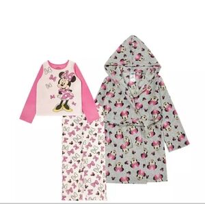 Minnie Mouse Plush Hooded Robe And 2 Pc Set